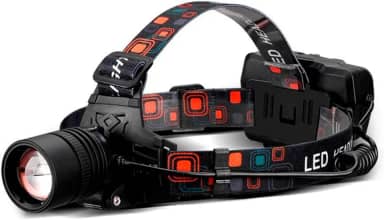 Lanterna de Cabeça Profissional HeadLight Farol Branco Para Bicicleta LED com Zoom Ajustável e Suporte para Cabeça Tática Recarregável Cree Multifuncionais Carregador USB A Prova de Respingos D'água