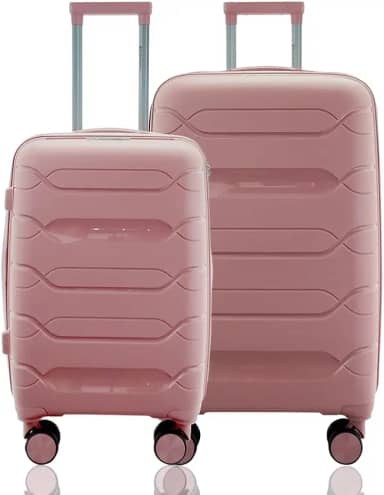 Kit Conjunto 2 Malas Viagem Bordo 10kg e Média Despachada 23kg Rígida Polipropileno Expansiva Rodas Duplas 360º Cadeado TSA Gladiador P1PM Rosa
