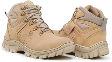 Bota de Trilha Coturno Adventure Arizona Couro Legítimo Blaqueado Palmilha de Gel