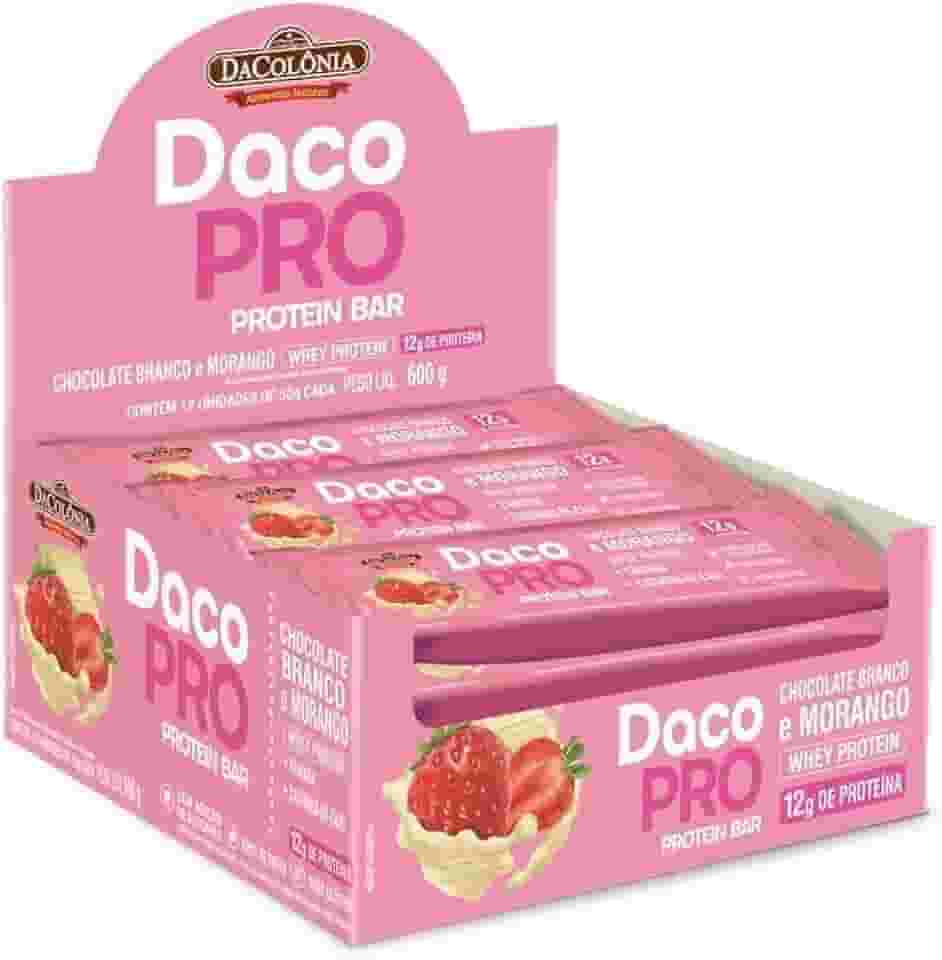 Barra De Proteína Chocolate Branco Morango Dacolonia Cx 12
