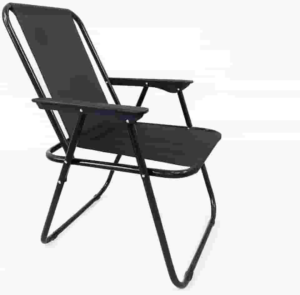 Cadeira De Praia Aço Inoxidável Reforçada Mola Suporta 120kg (Preto)