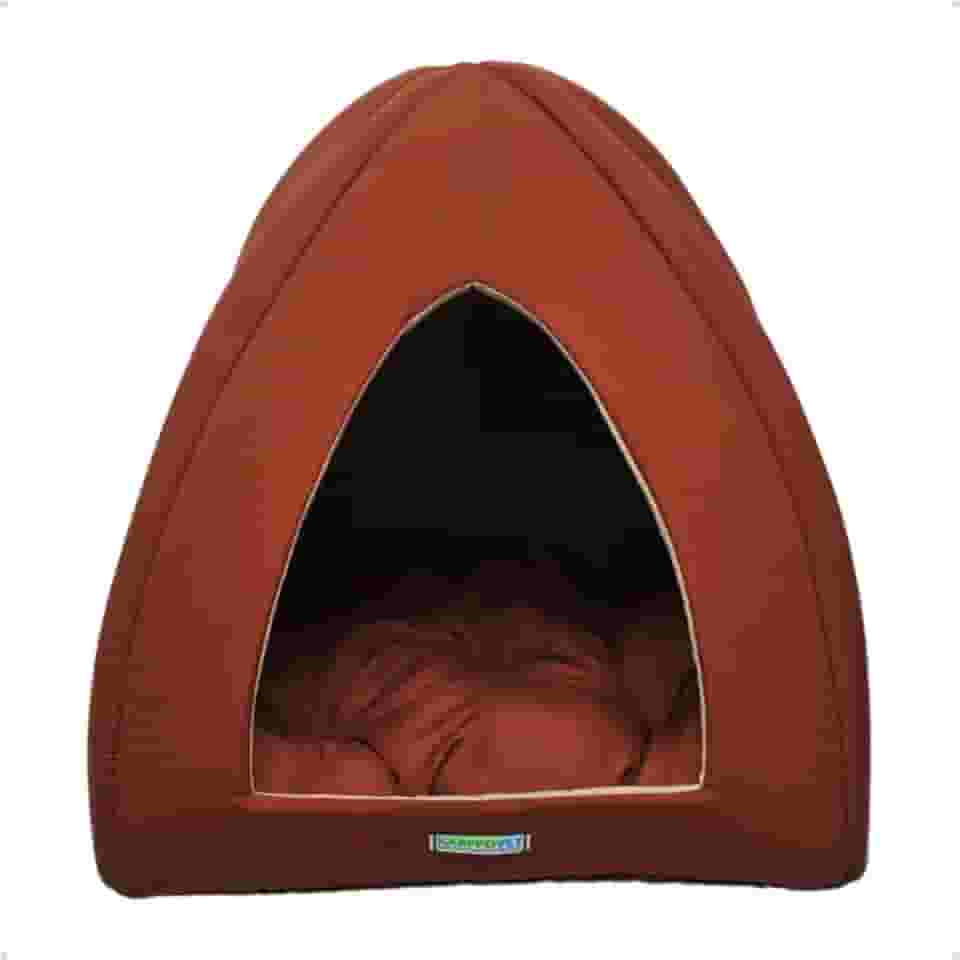 Cama Caminha para Cães e Gatos com Almofada Removível Uso Inverno e Verão(Marrom)