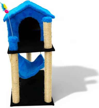 Arranhador Para Gatos Com Casinha Playground (Azul)