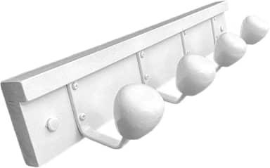 Cabide Triunfo 4 ganchos cabideiro de madeira p/Parede ou Porta Organizador de Roupas e Acessórios. Cor:Branco