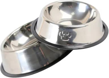 Kit com 2 Comedouro de Inox Antiderrapante para Pets e Gatos, 15 cm - QH Shopp