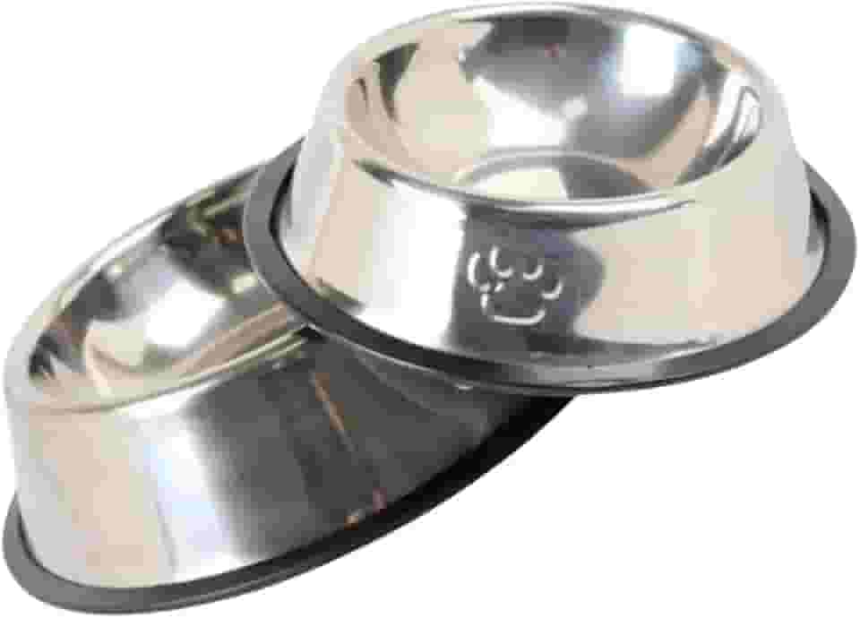 Kit com 2 Comedouro de Inox Antiderrapante para Pets e Gatos, 15 cm - QH Shopp