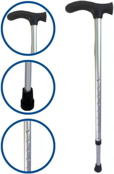 Bengala Idoso - Regulagem De Altura - Leve Prata - Suporta 100 Kg