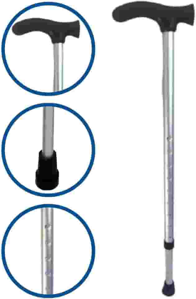 Bengala Idoso - Regulagem De Altura - Leve Prata - Suporta 100 Kg