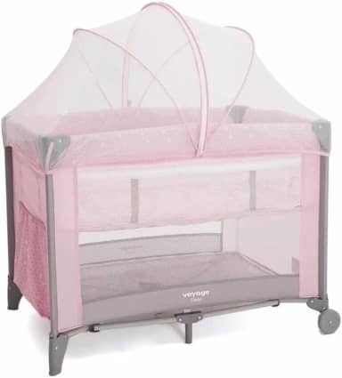 Berço Cercado Portátil p/Bebê Sleep 18kgs Rosa Claro Voyage
