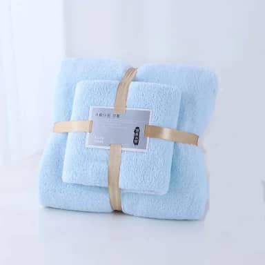 Jogo Toalha de Banho 70x140cm e Rosto 35x75cm Microfibra Alta Absorção, Secagem Rápida, Macia e Antimicrobiana, Tecido Ecológico, Leve, Ideal para Crianças e Adultos, Cores Personalizadas (Azul)