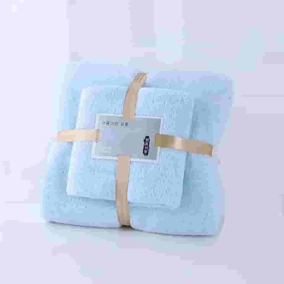 Jogo Toalha de Banho 70x140cm e Rosto 35x75cm Microfibra Alta Absorção, Secagem Rápida, Macia e Antimicrobiana, Tecido Ecológico, Leve, Ideal para Crianças e Adultos, Cores Personalizadas (Azul)