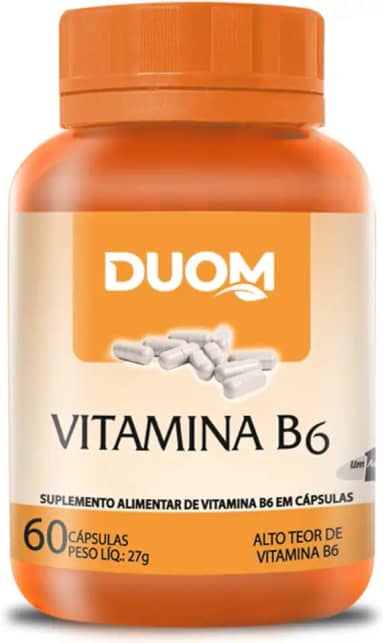 VITAMINA B6 ALTO TEOR PIRIDOXINA APENAS 1 AO DIA 60CAPS DUOM