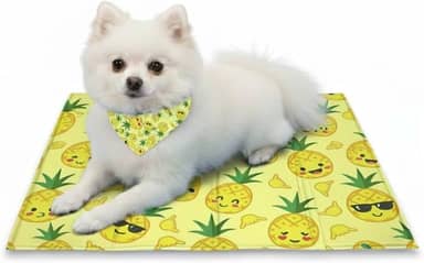 Tapete Gelado Refrescante para Pet – Alívio Imediato no Calor | Gel Ativado por Pressão | Seguro, Dobrável e Atóxico (Pequeno - 40x50cm, Abacaxi Good Vibes)