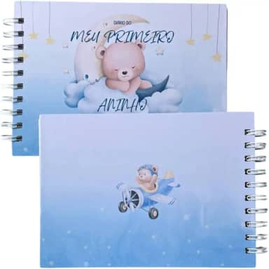 Álbum Meu Primeiro Aninho Personalizado | Diário do Bebê + Opção com Fotos Adesivas (Álbum + 40 fotos adesivas)