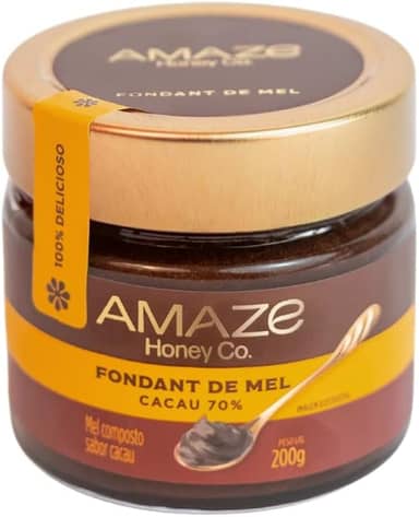 Fondant de Mel com Cacau 70% 200g Amaze Honey Creme de Mel Natural com Cacau, Sem Açúcar Refinado, Clean Label, Fonte de Energia Limpa, Ideal para Pré-Treino, Lanches e Sobremesas