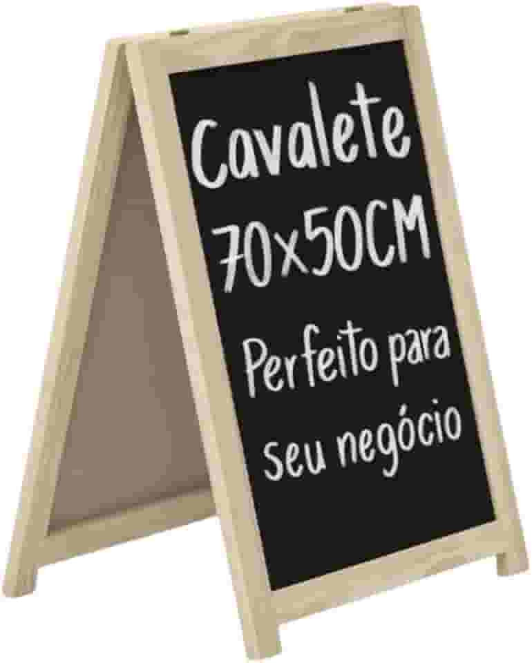Cavalete Lousa Quadro Negro 70x50cm Para Calçada Restaurante Bar Cardápio Dupla Face Giz
