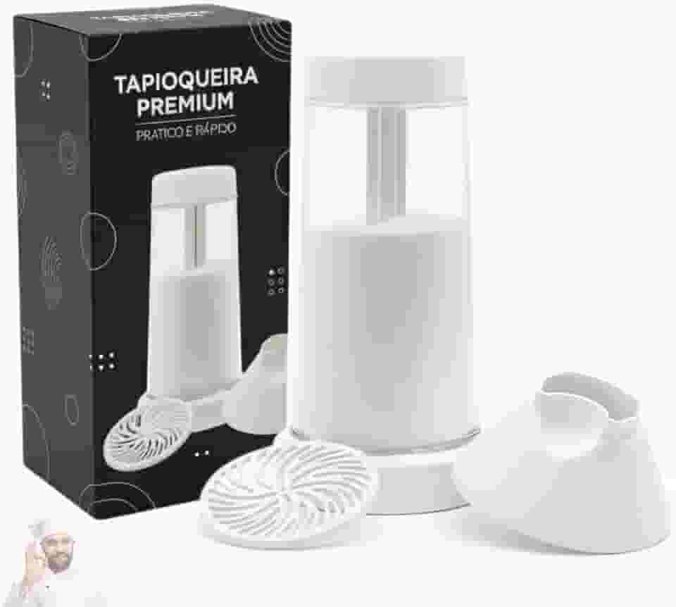 Tapioqueira Polvilhador Profissional para Tapioca, Polvilhador e Peneira para Farinha e Goma, Tapioca Perfeita, Panquecas Leves e Receitas Práticas, Fácil de Usar e Limpar (Branco)