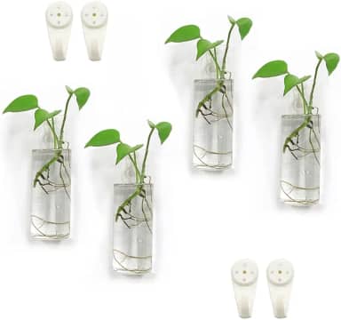Plantadores de parede para plantas de interior - vasos de terrário de vidro, suportes de plantas suspensos (pacote com 4)