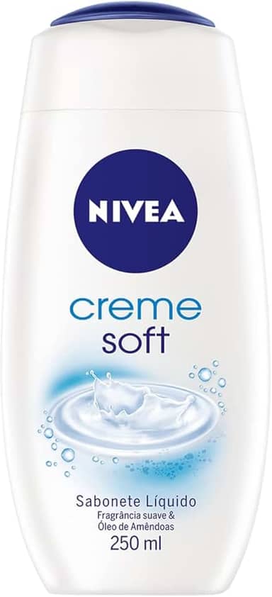 NIVEA Sabonete Líquido Creme Soft 250ml - Fragrância suave de amêndoas, sensação de pele macia e hidratada, em equilíbrio com o pH da pele