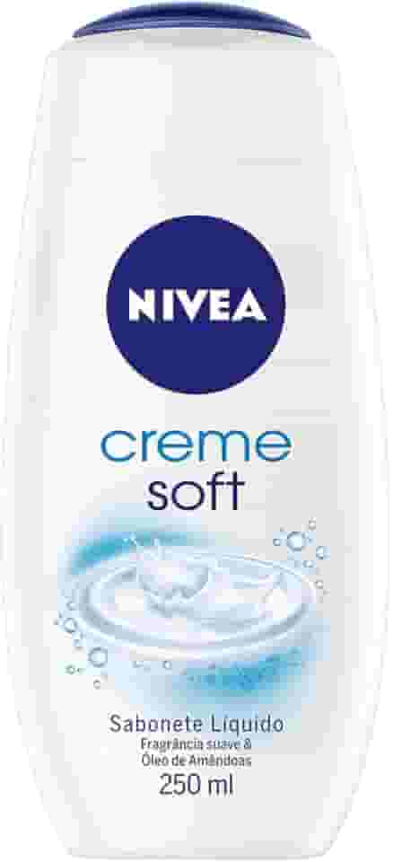 NIVEA Sabonete Líquido Creme Soft 250ml - Fragrância suave de amêndoas, sensação de pele macia e hidratada, em equilíbrio com o pH da pele