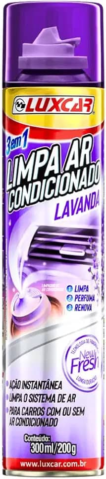 Limpa Ar Condicionado Lavanda – Spray 300 ml Luxcar | Limpeza Rápida do Sistema, Elimina Maus Odores, Fragrância Duradoura