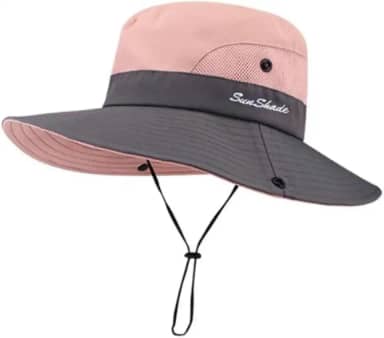 Chapéu de sol com aba larga filtro UV (ROSA NUDE)