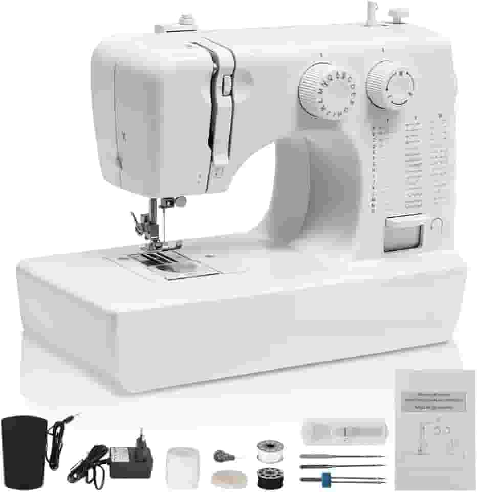 Maquina de Costura com 45 Pontos Profissionais, 110V, Máquina de Costura com Função Ponto Duplo, Maquina de Costura Portátil, Máquina de Costura Portátil, Maquina Costura, Com Instruções em Português
