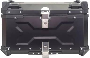 Bau Moto Traseiro 60l Universal Aluminio Preto 2 Capacetes