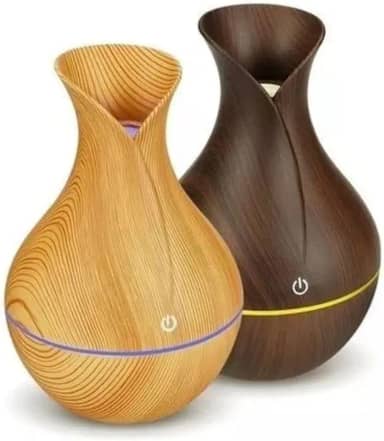 Umidificador de Ar Ultrassônico de Madeira - Difusor de Aroma com LEDs RGB e Cabo USB | Silencioso e Econômico | Ideal para Ambientes Secos