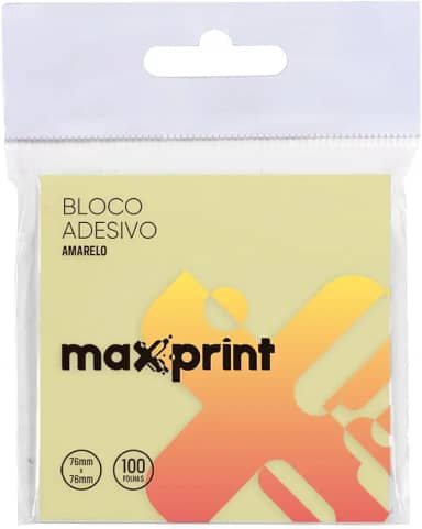 Bloco Adesivo 100 Folhas 76x76mm Amarelo 1 UN Maxprint