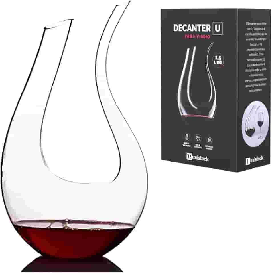 Decanter De Cristal Em U 1500ml Aerador Para Vinhos Decantador
