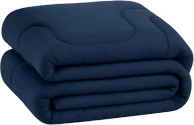 Edredom Dupla Face Liso Micropercal 400 Fios - Super Macio - Alta Durabilidade (Azul Marinho, Solteiro)