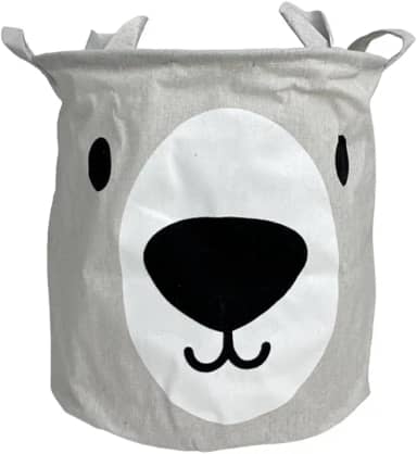 Cesto de Roupa Organizador Brinquedo Infantil Urso 50L Creme