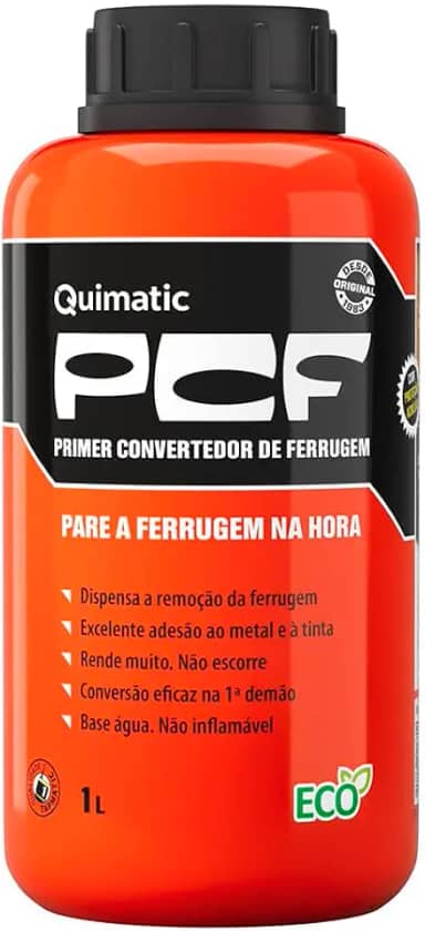 PCF Fundo Convertedor de Ferrugem 1 Litro Quimatic Tapmatic, marrom