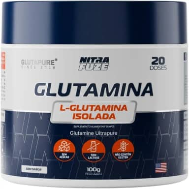 Glutamina Isolada Ultrapura | NitraFuze (100g - 20 doses) | Suporte Imunológico, Saúde Intestinal, Recuperação Muscular e Foco no Dia-a-dia | 100% Pura – Sem sabor