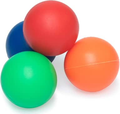 Kit 4 Bolinhas de Borracha para Frescobol, Fisioterapia e Pets, 4cm, Multicoloridas