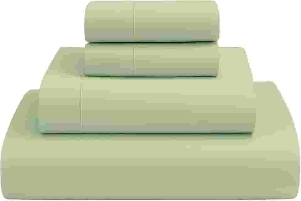 Lençóis de algodão Giza - Lençóis de solteiro - Lençóis de algodão Giza - Lençóis de sonho Giza - Jogo de cama de algodão Giza - Conjunto de lençóis de algodão Twin Giza (4 peças) (sálvia sólida)