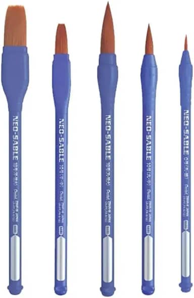 Kit Pincel P/Aquarela Acrilica Guache Pentel Neo Sable 5 Unidades