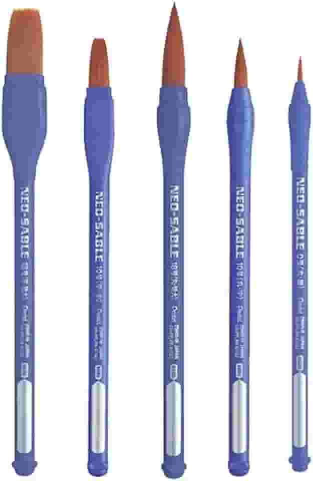 Kit Pincel P/Aquarela Acrilica Guache Pentel Neo Sable 5 Unidades