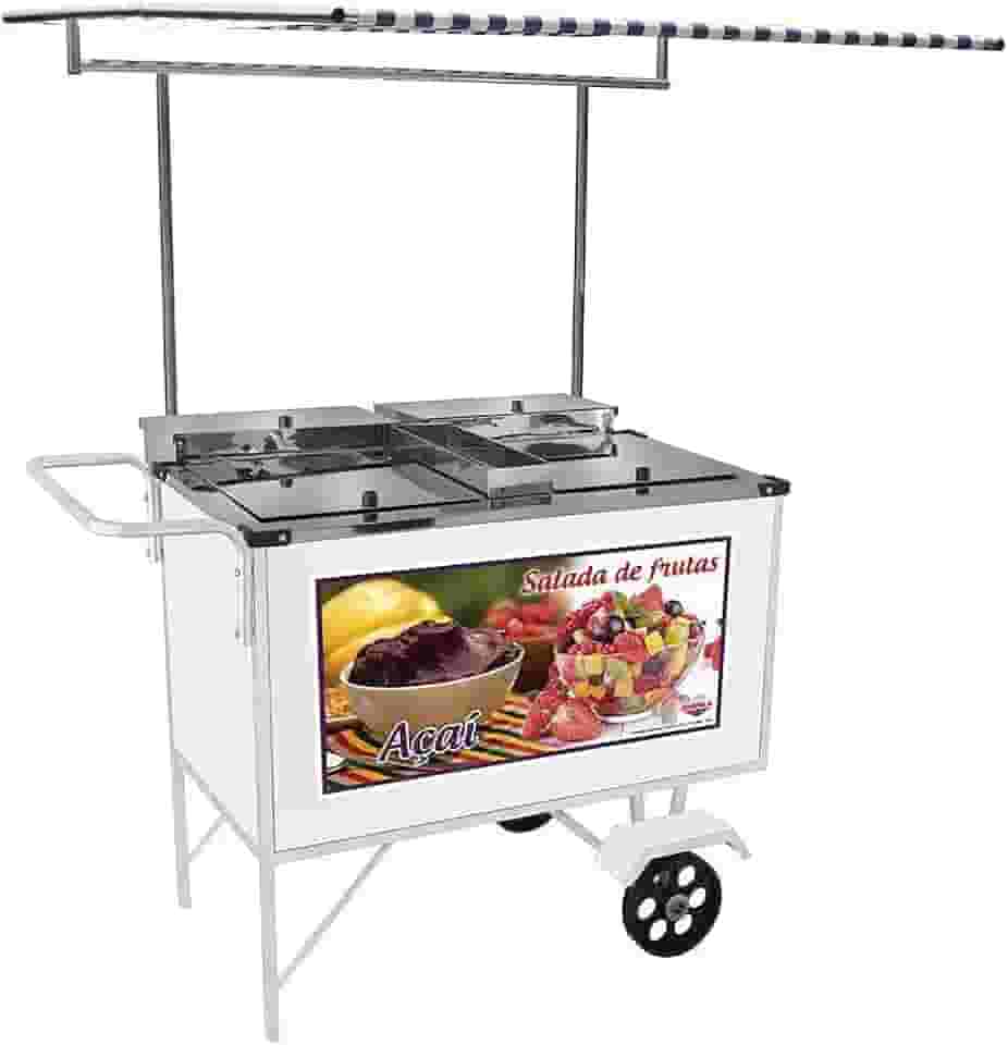 Carrinho 2 em 1 Cefaz Salada de Frutas e Açaí Luxo Branco Rodas Maciças e Toldo Bl17m/t