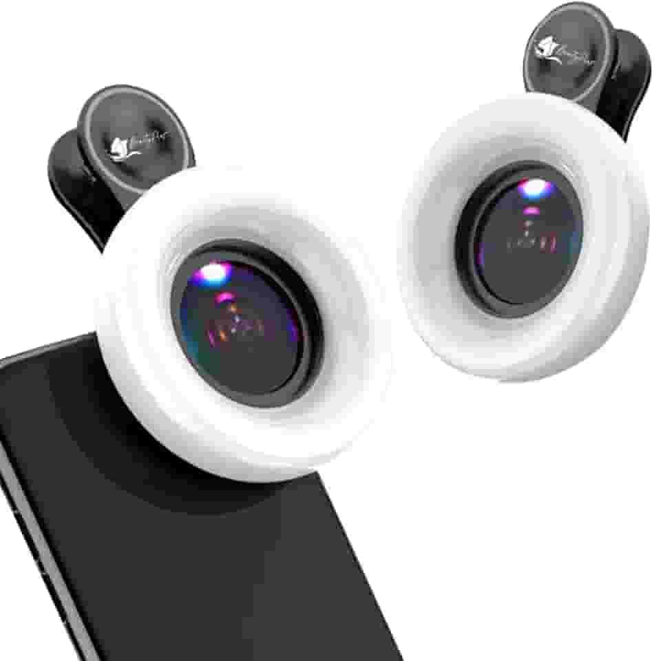 Lente macro para iPhone/Android Zoom de 15x com anel de luz LED recarregável para fotografia de telefone em close-up, gravação de vídeo e vlogging (preto)