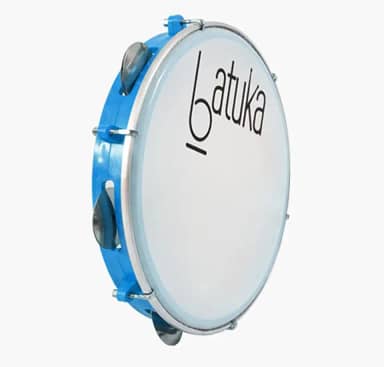 Pandeiro 10" Abs Azul Plat Inox Pele Leitosa Batuka- Luen
