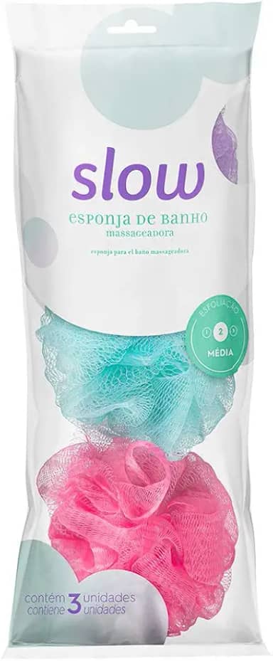 Kit Esponja de Banho Massageadora – Contém 3 Unidades, Cores Roxo/ Verde/Rosa, Lanossi Beauty & Care.