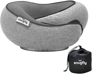 Travesseiro de Viagem SnugFly - Suporte Duplo para Cabeça, Pescoço e Cervical. Ergonômico, Leve, Com Espuma de Memória, Ideal para Viagens de Avião, Carro e Ônibus.