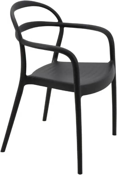 Cadeira Tramontina Sissi em Polipropileno e Fibra de Vidro com Braços Preto