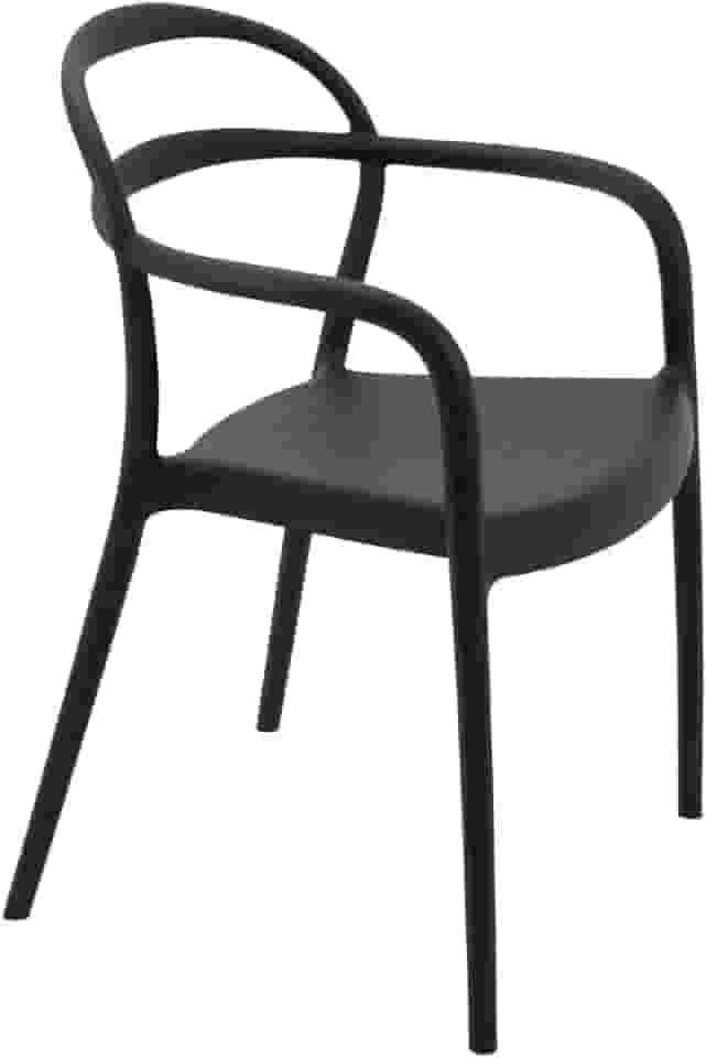 Cadeira Tramontina Sissi em Polipropileno e Fibra de Vidro com Braços Preto