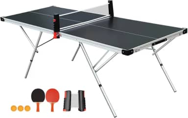 Mini Mesa de Ping Pong, Mesa Ping Pong Dobravel com Kit 1 Rede Retrátil + 2 Raquetes + 3 Bolinhas Bel