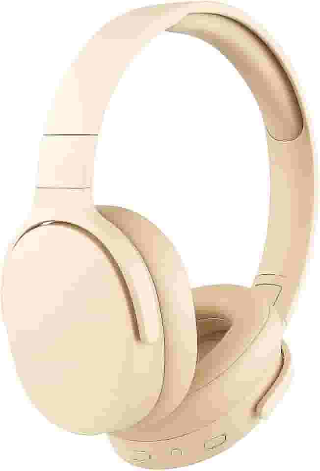 Fone de Ouvido Bluetooth 5.3 Headphone On-ear Sem Fio Fone Para Academia e Corridas, com Cancelamento de Ruído Dobrável com microfone Integrado PREMIUM (Bege)