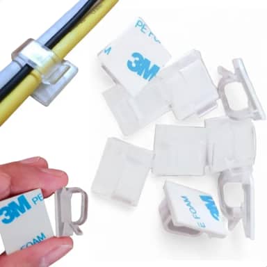 Organizador de Cabos e Fios Kit com 20 Peças Unidades Clipes 13 mm Autoadesivos Fita 3M Premium Passa fio Abraçadeira Organizadores Adesivo Clips Fixador Fixação Presilha Autocolantes