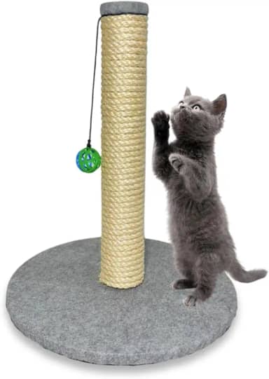 Arranhador para Gatos Torre Base Grande com Carpete Brinquedo Interativo Sisal 8mm (Cinza)